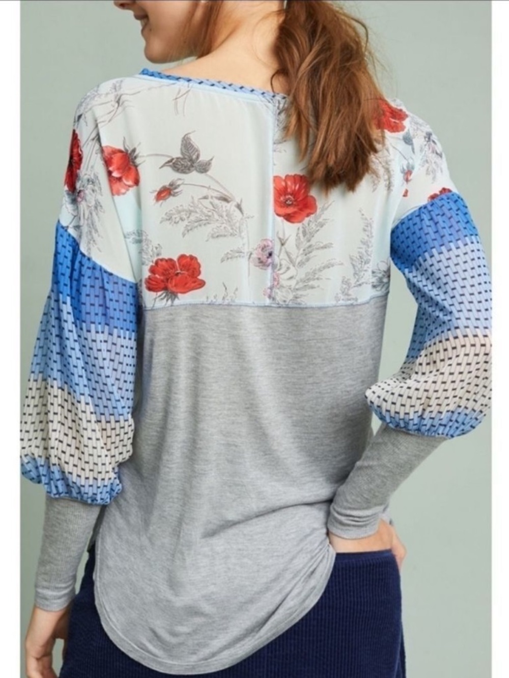 Anthropologie TINY Raye Chiffon Bishop Sleeve Top